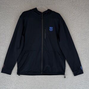 FC Barcelona Black & blue full Zip long sleeve Hoodie pockets soccer